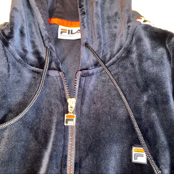 FILA Navy Blue Velour Zip Up Hoodie - Picture 2 of 3